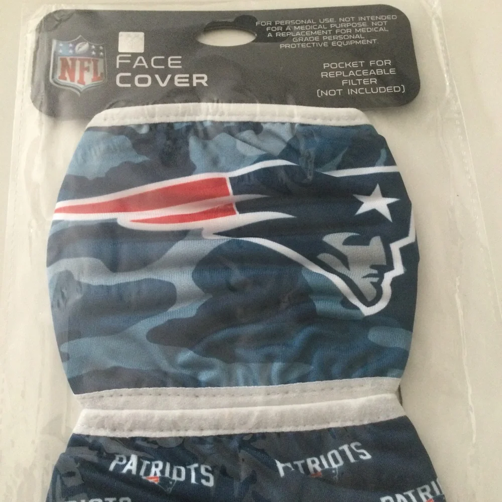 FOCO NFL NEW ENGLAND PATRIOTS 2 pack FACE MASKS NWT BLUE WHITE